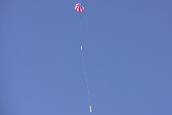 Sally Ride under main parachute